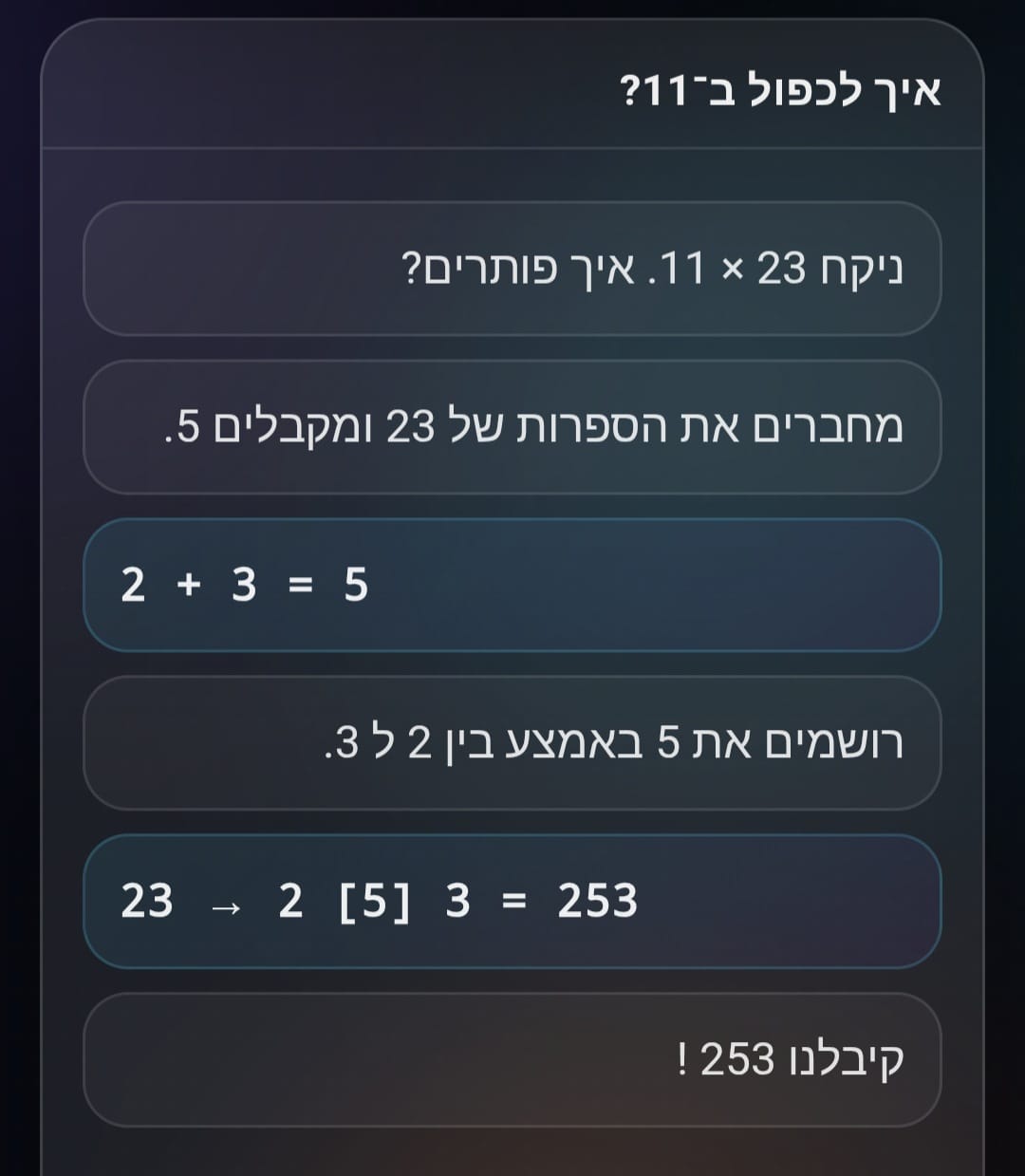 טעימה מהמדריך – כפל ב־11